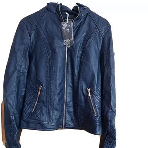 VEGAN LEATHER FUR LINED WOMENS BOMBER JACKET